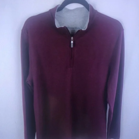 Men's Quarter-Zip Knit Sweater - Burgundy - Picture 6 of 6
